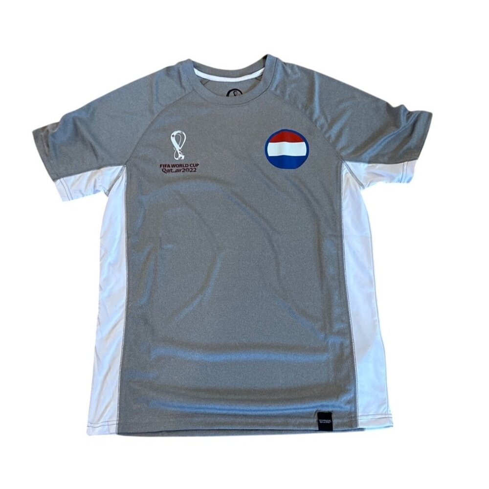 FIFA World Cup Qatar 2022 Netherlands Licensed Gray & White Mens T-Shirt Large